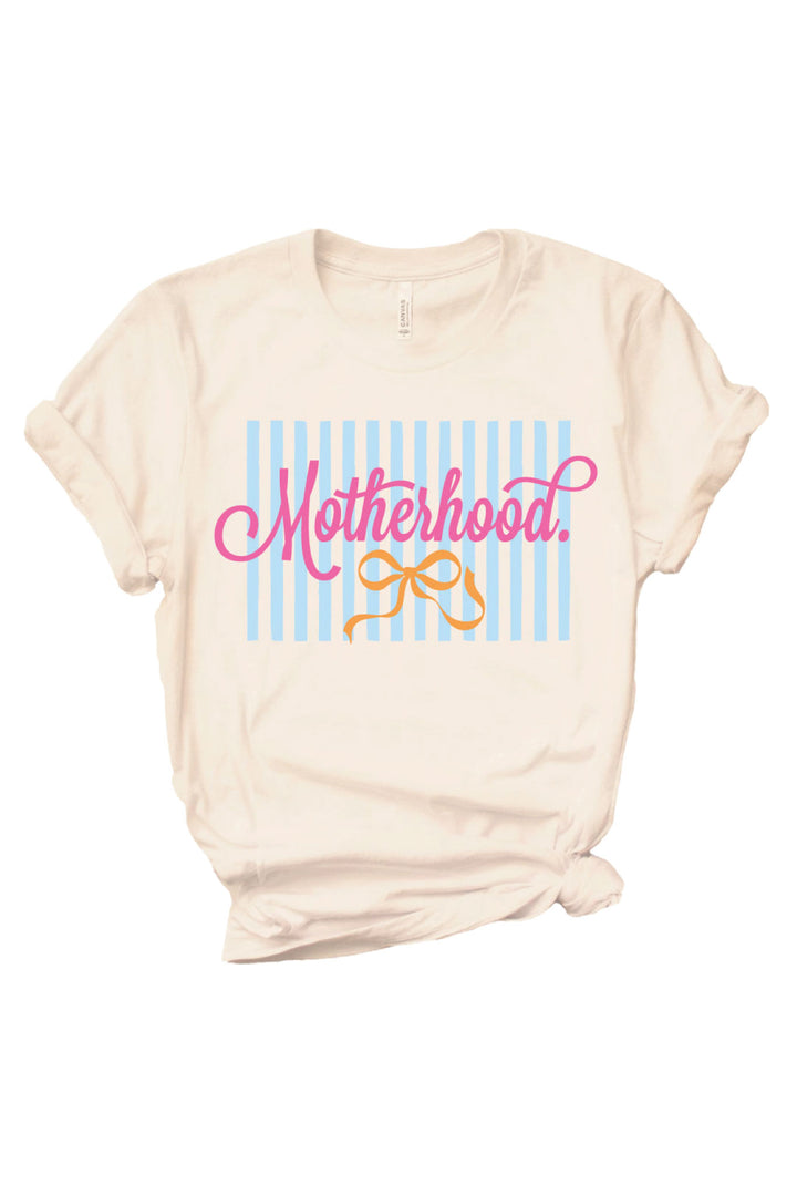 pink and blue motherhood graphic tee