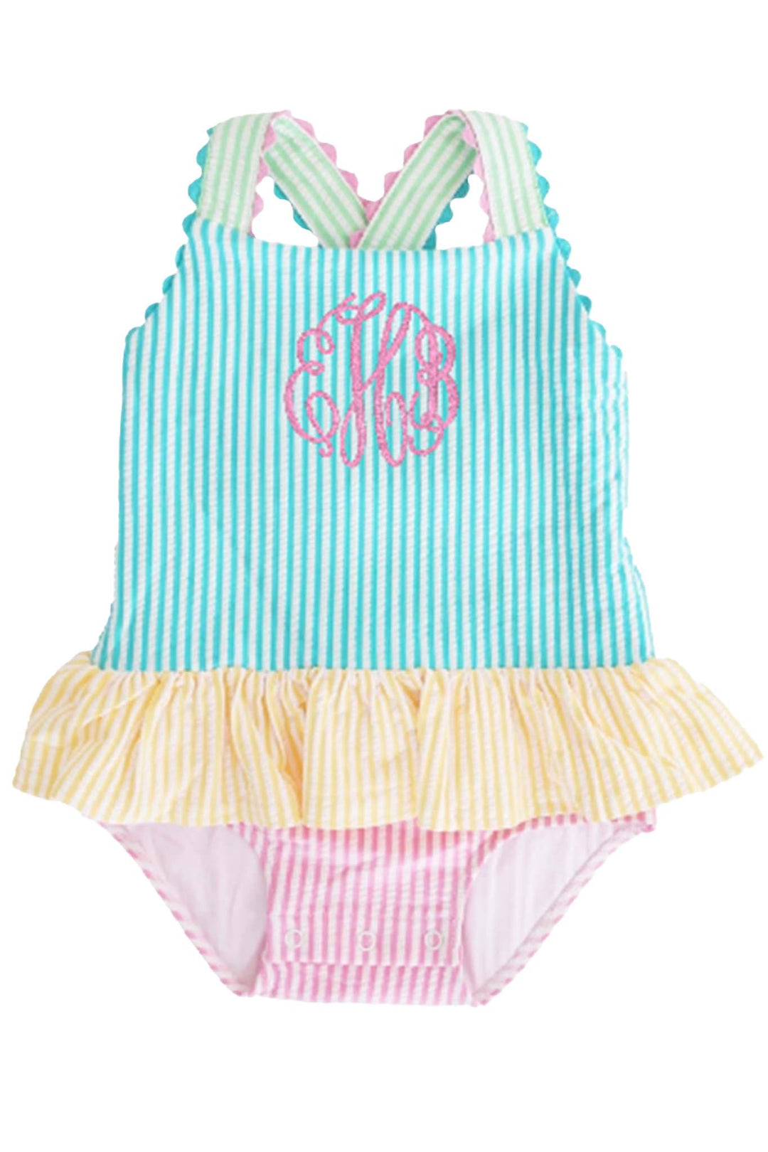multicolor seersucker skirt monogram one piece 