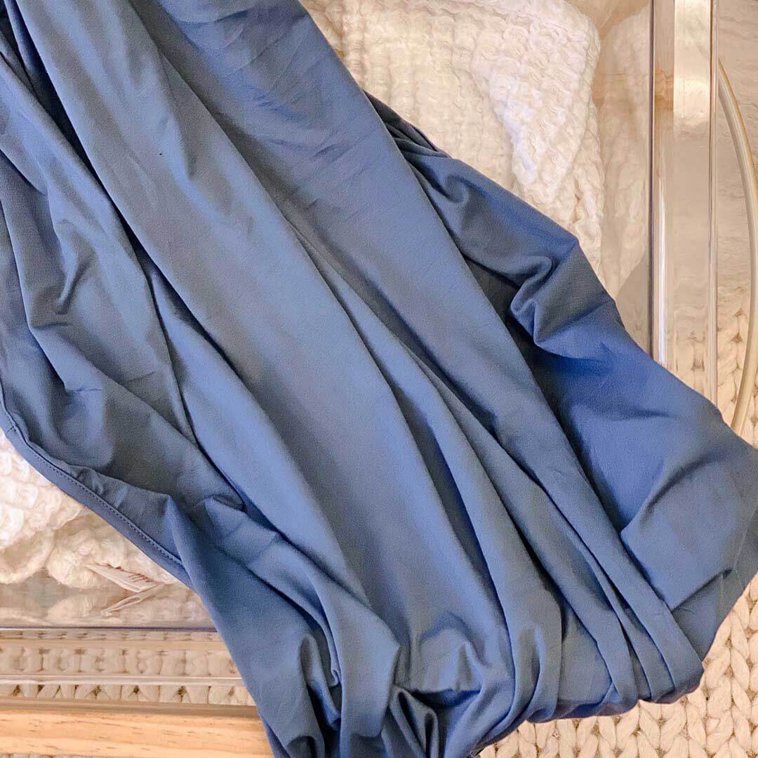 Solid Dusty Blue Knit Swaddle Blanket | Caden Lane