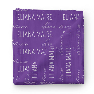 nyu purple personalized swaddle blanket block and script