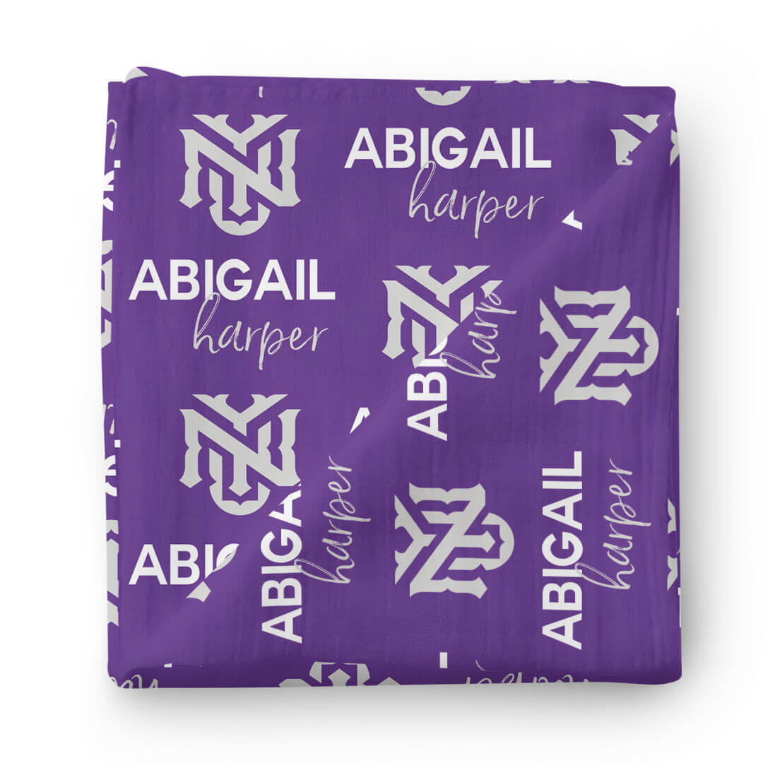 nyu personalized swaddle blanket purple
