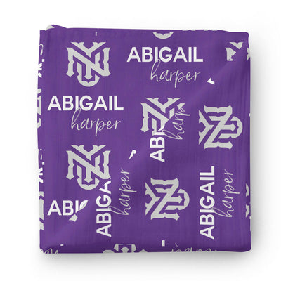 nyu personalized swaddle blanket purple