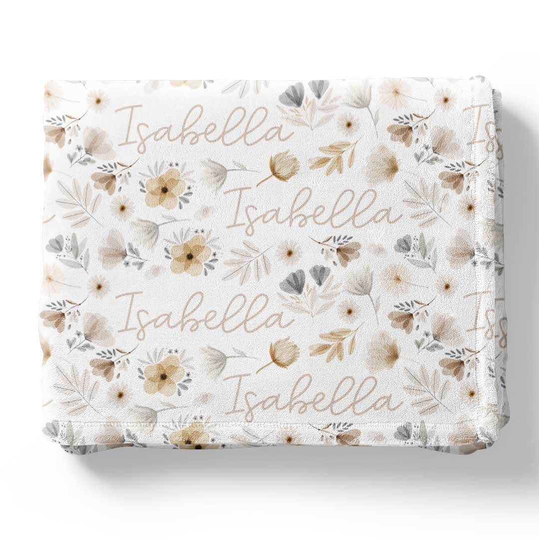 personalized toddler blanket neutral floral