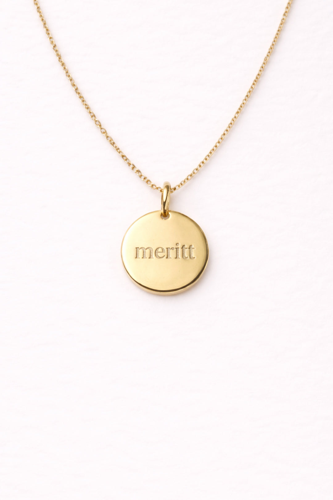 engraved circle gold charm necklace for girls 