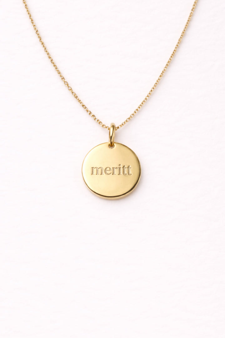 engraved circle gold charm necklace for girls 