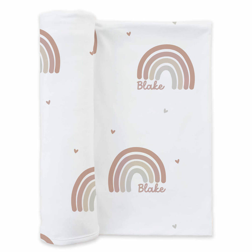 rainbow personalized swaddle blanket for babies 