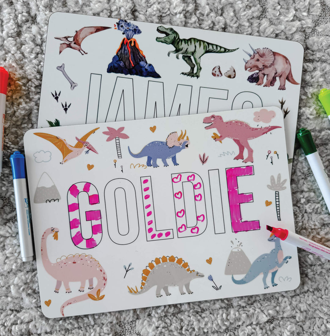 Kids Personalized Whiteboard | Pastel Dino