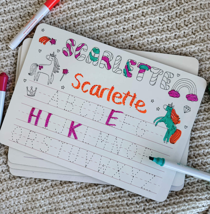 Kids Personalized Whiteboard | Enchanted Unicorns