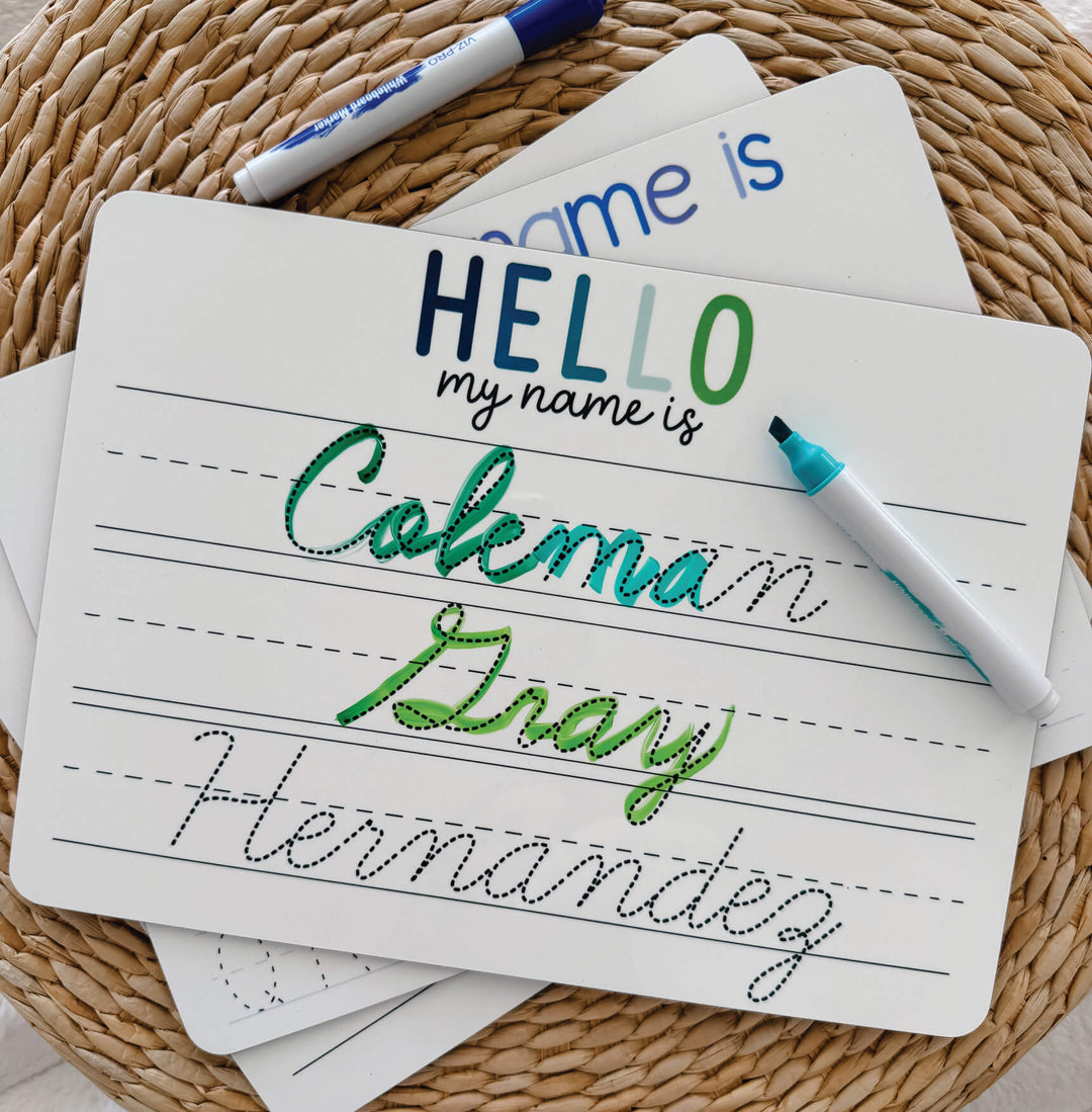 Kids Personalized Whiteboard | Hello My Name Is - All Boy