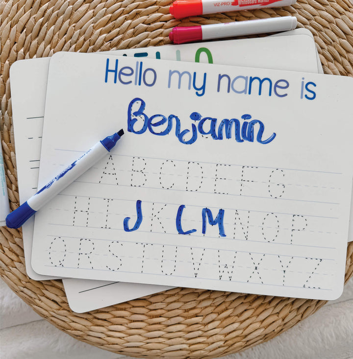 Kids Personalized Whiteboard | Blue Alphabet