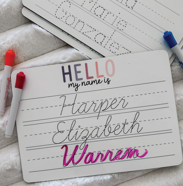 Kids Personalized Whiteboard | Hello My Name Is - Dusty Hues