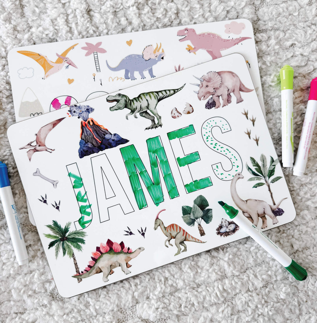 Kids Personalized Whiteboard | Dino Tracks