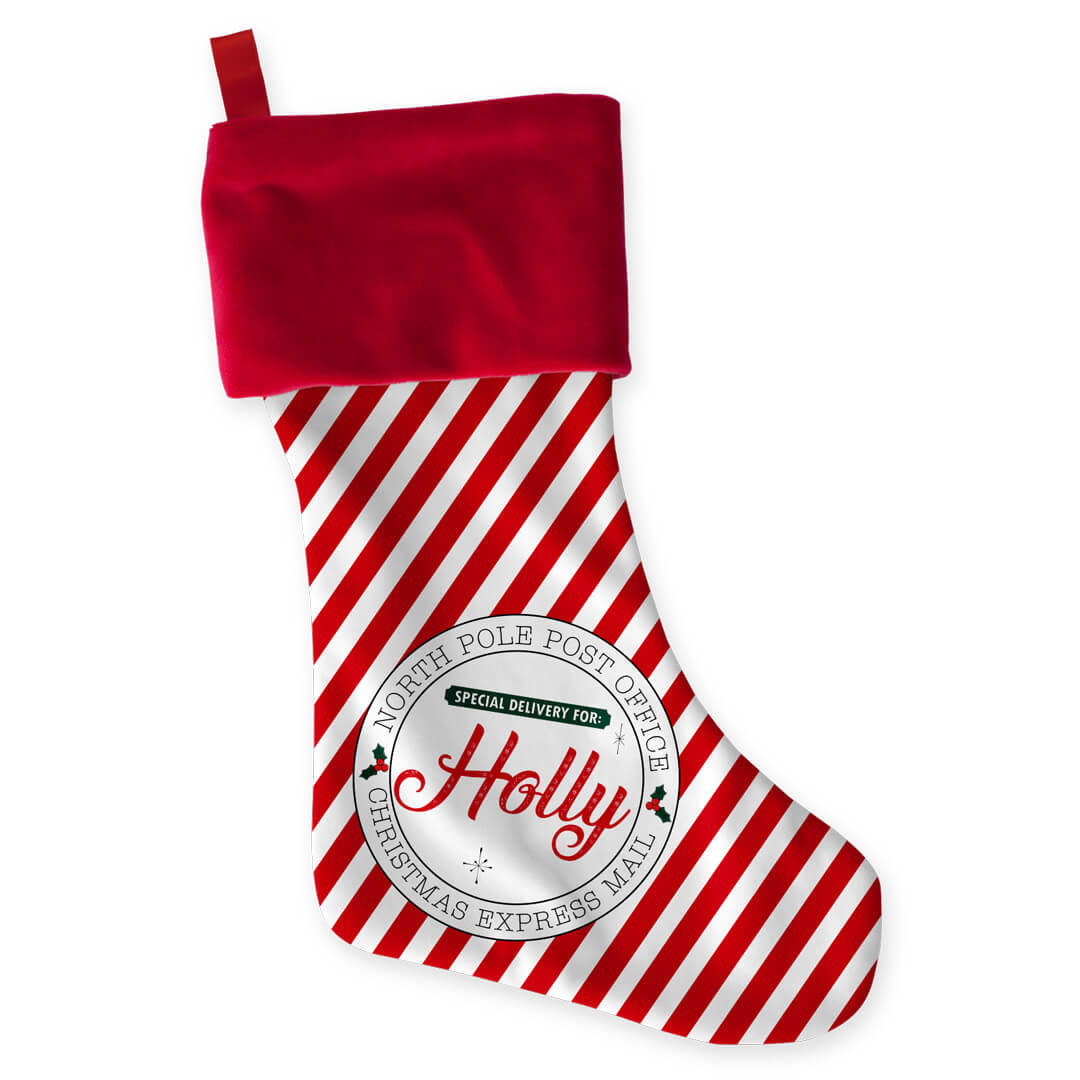 north pole delivery personalized stocking for kids 