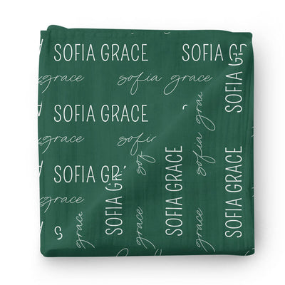 forest green OHIO personalized swaddle blanket 