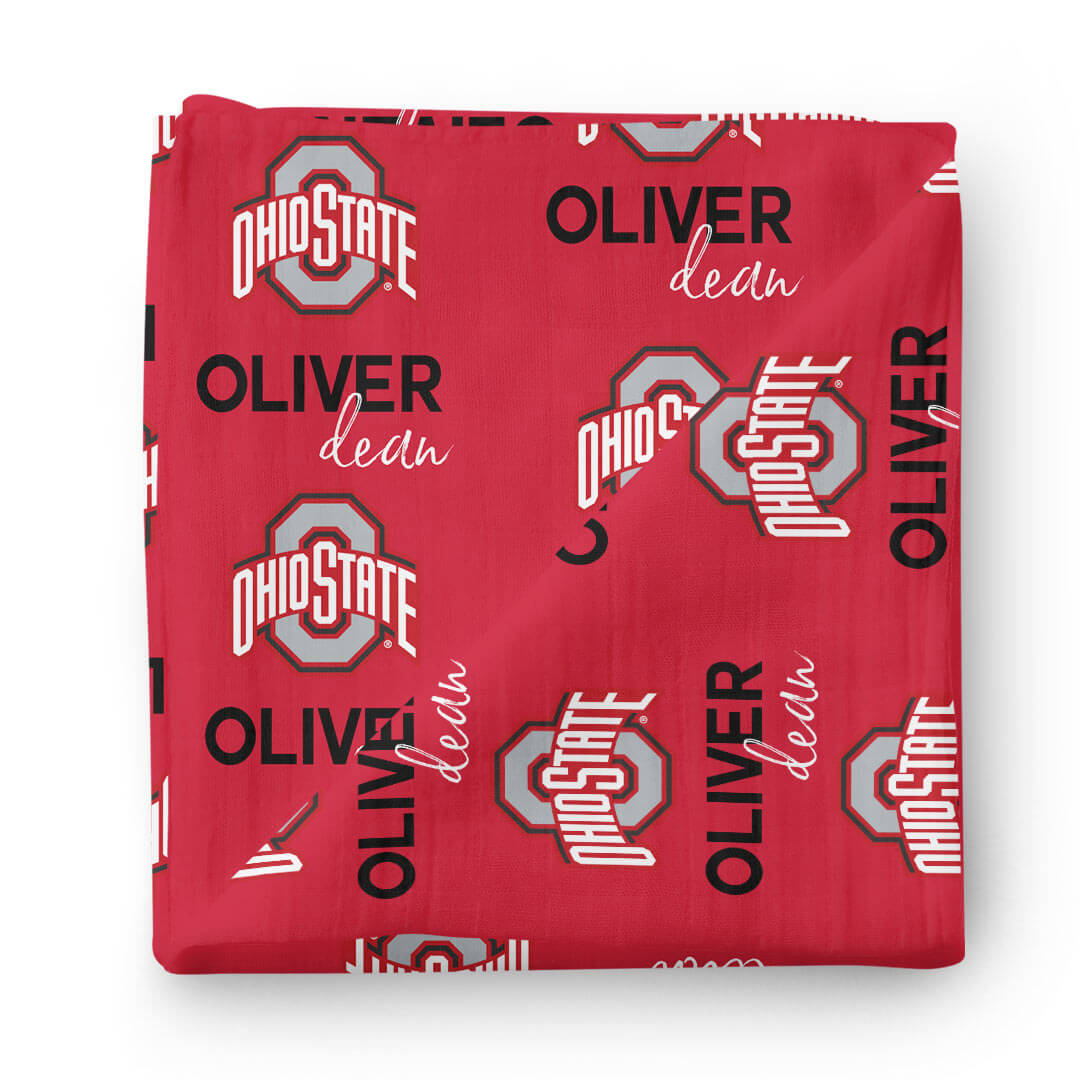 ohio state personalized swaddle blanket red