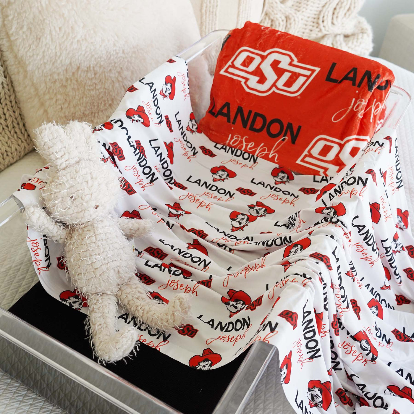 oklahoma state personalized swaddle