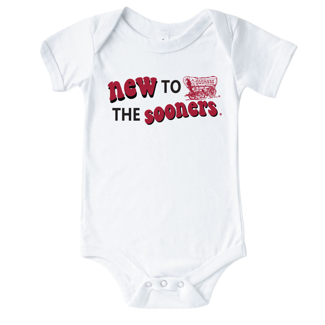 new to the sooners graphic bodysuit for babies