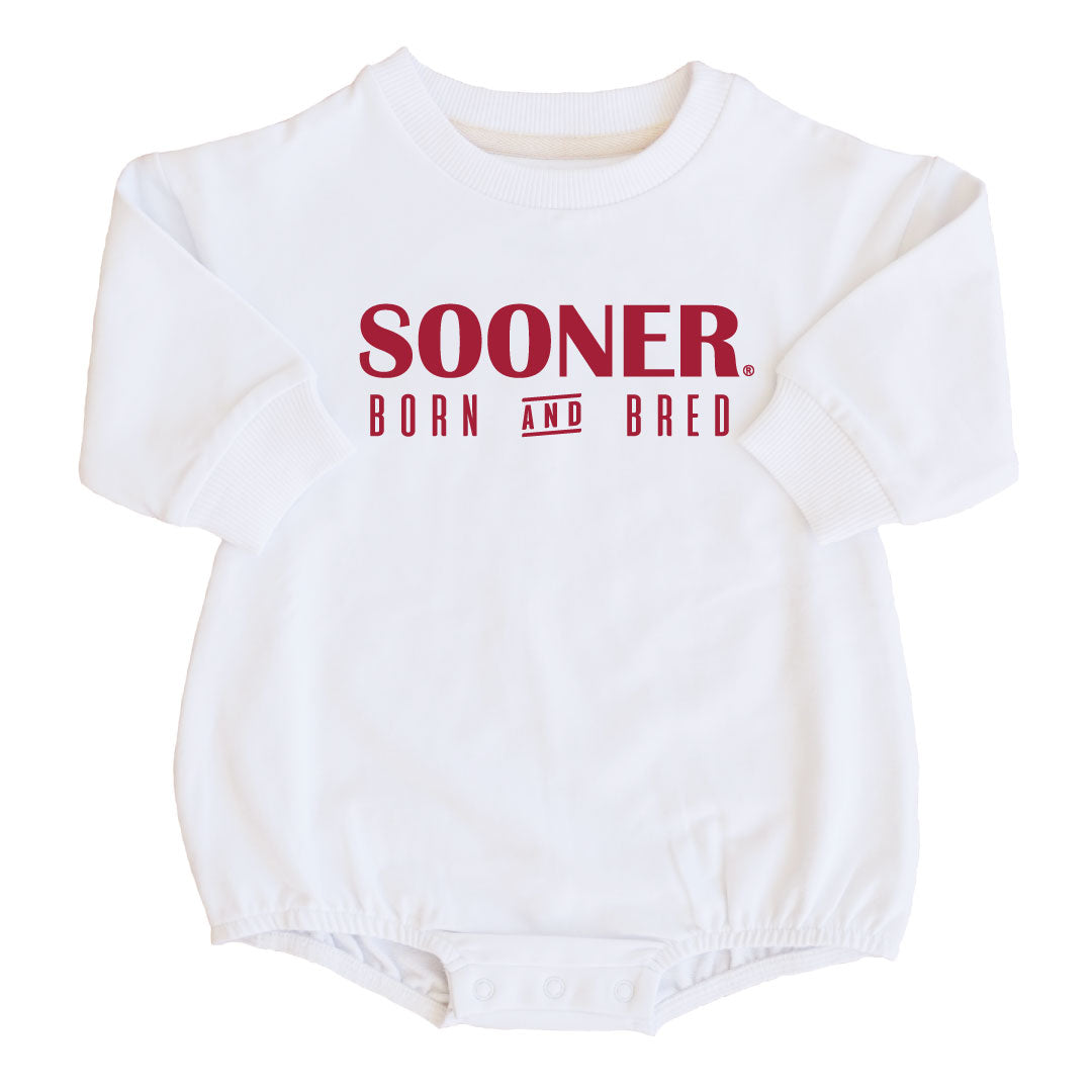 sooner born and bred graphic sweatshirt bubble romper