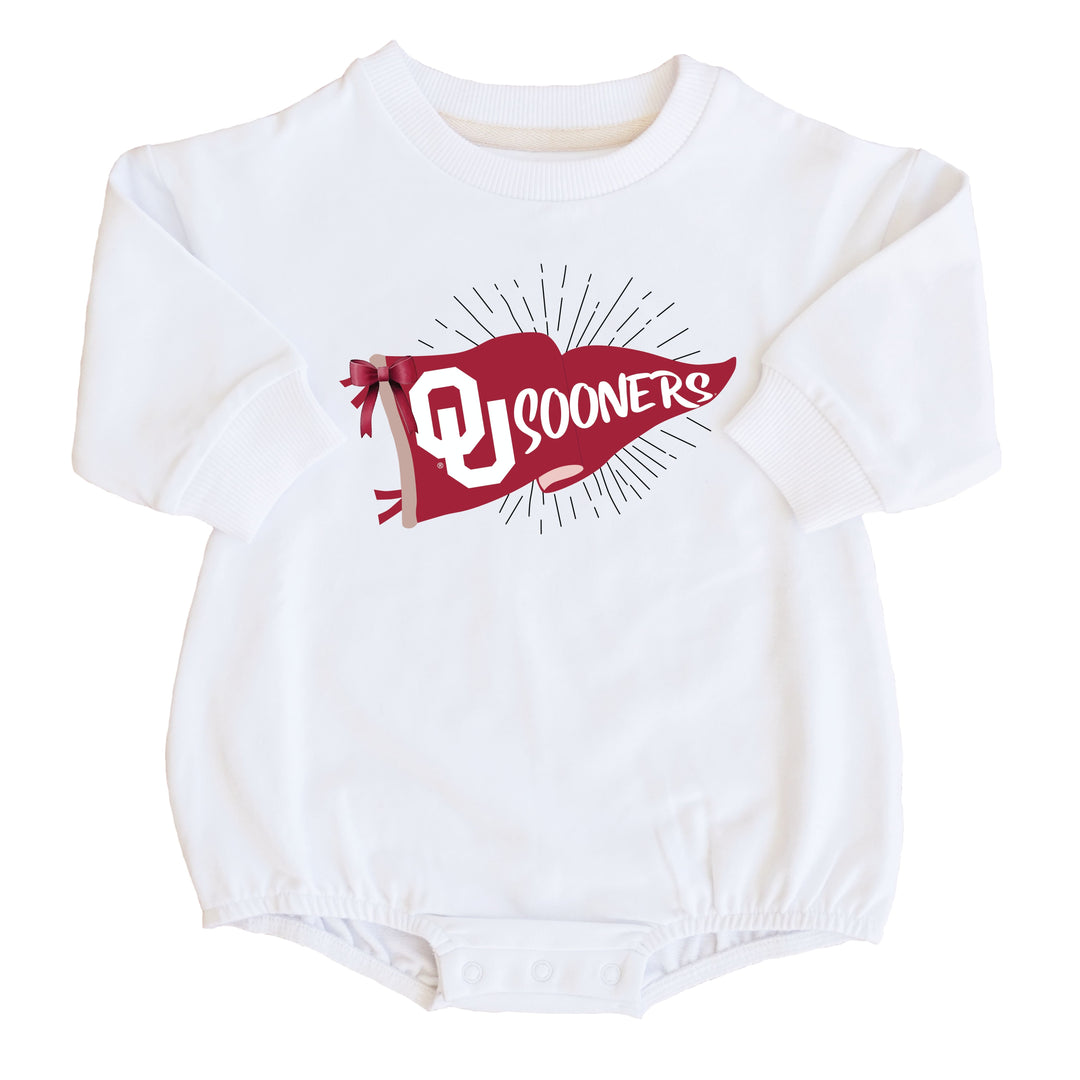 University of Oklahoma | Footballs & Bows Graphic Sweatshirt Bubble Romper