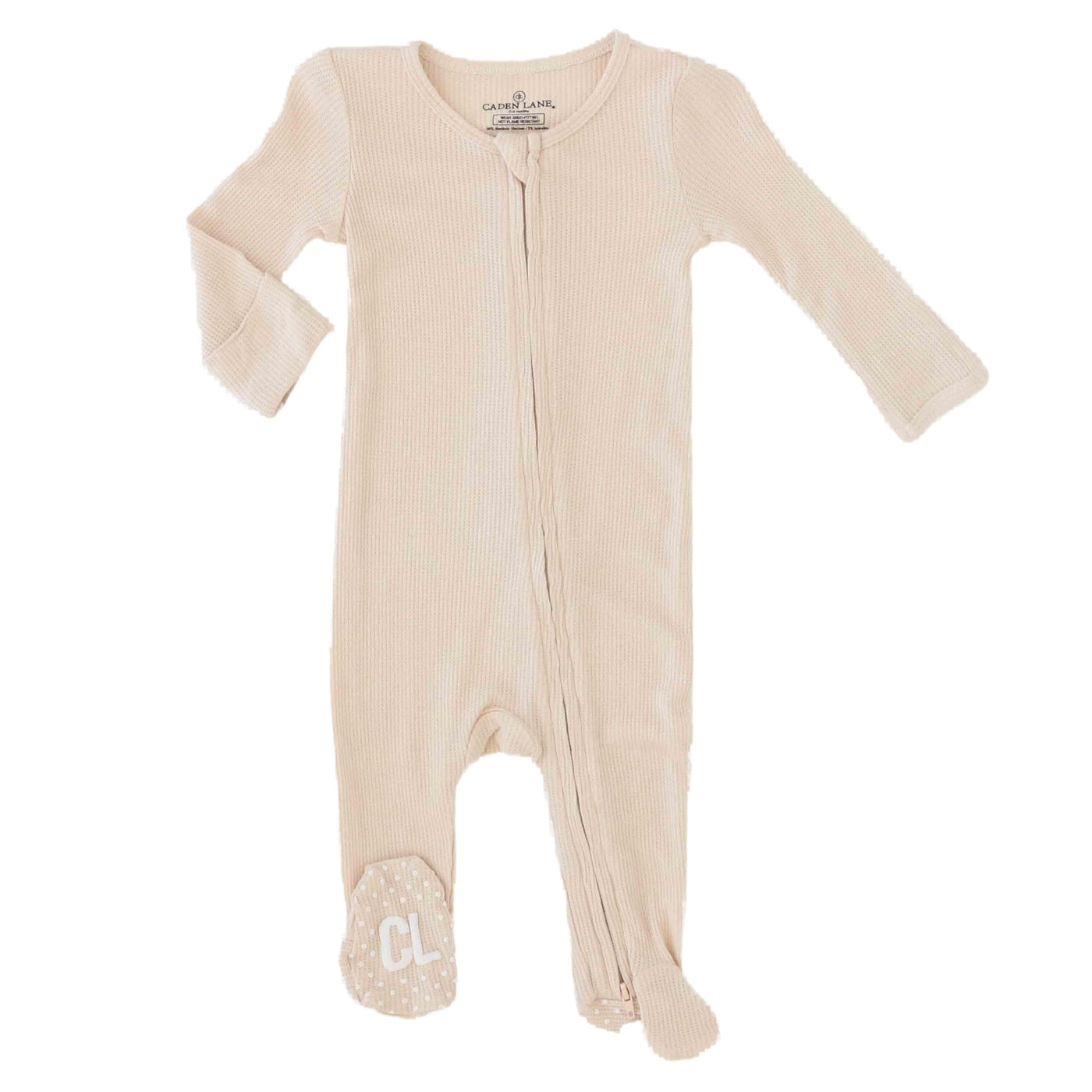 zipper footie for babies bamboo oatmeal color 