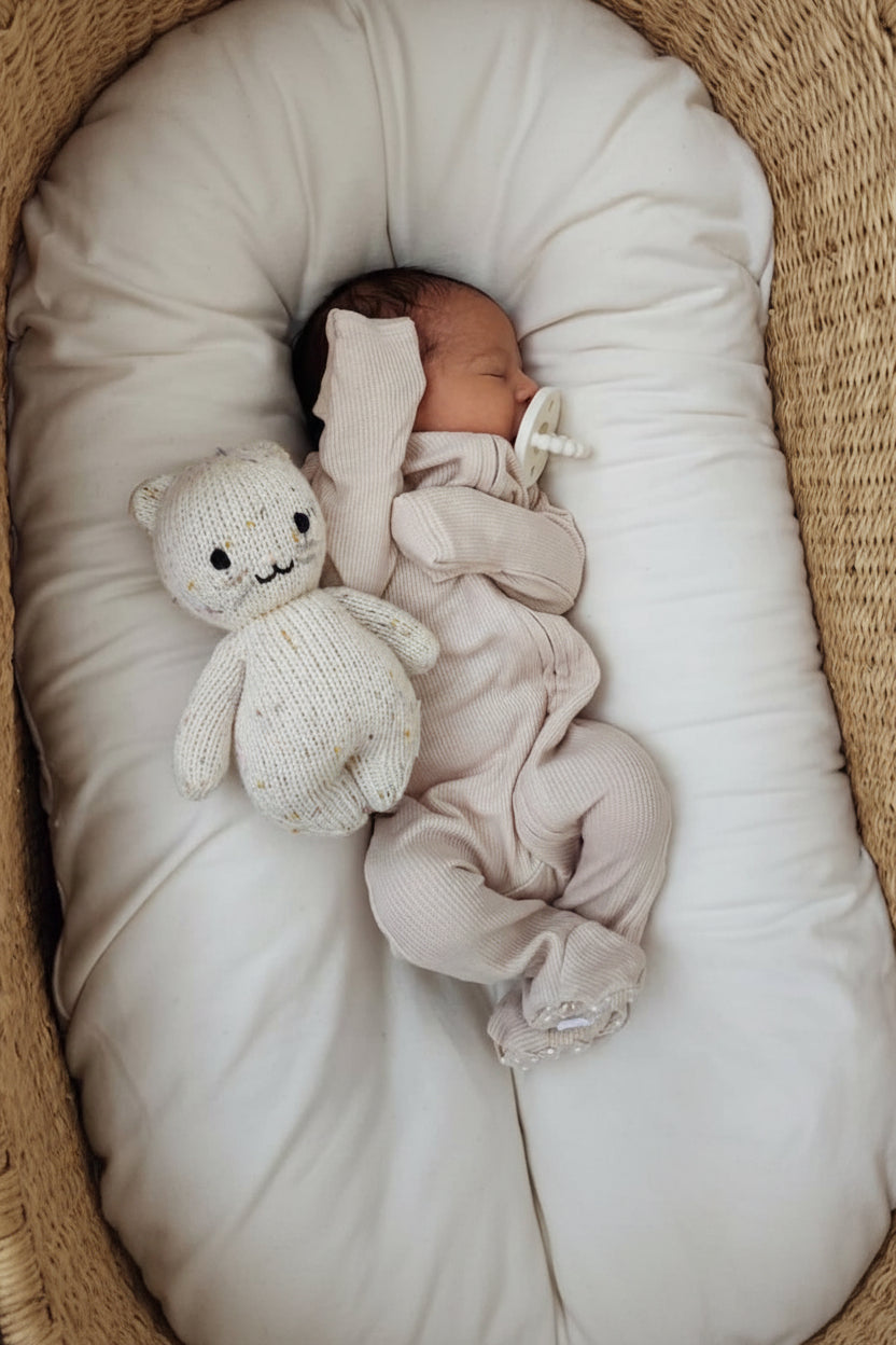 Oatmeal Bamboo Waffle Zipper Footie