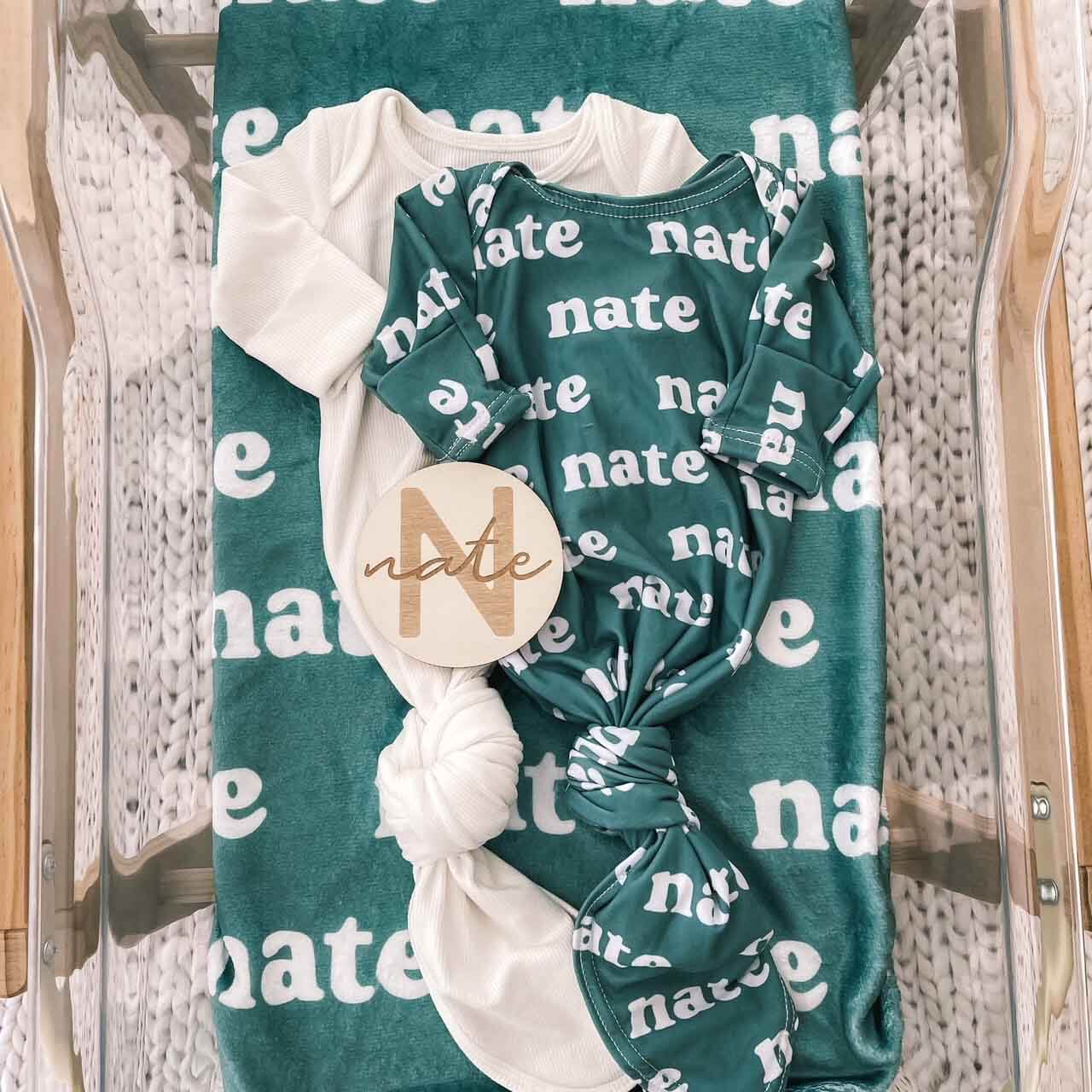 ocean personalized newborn knot gown