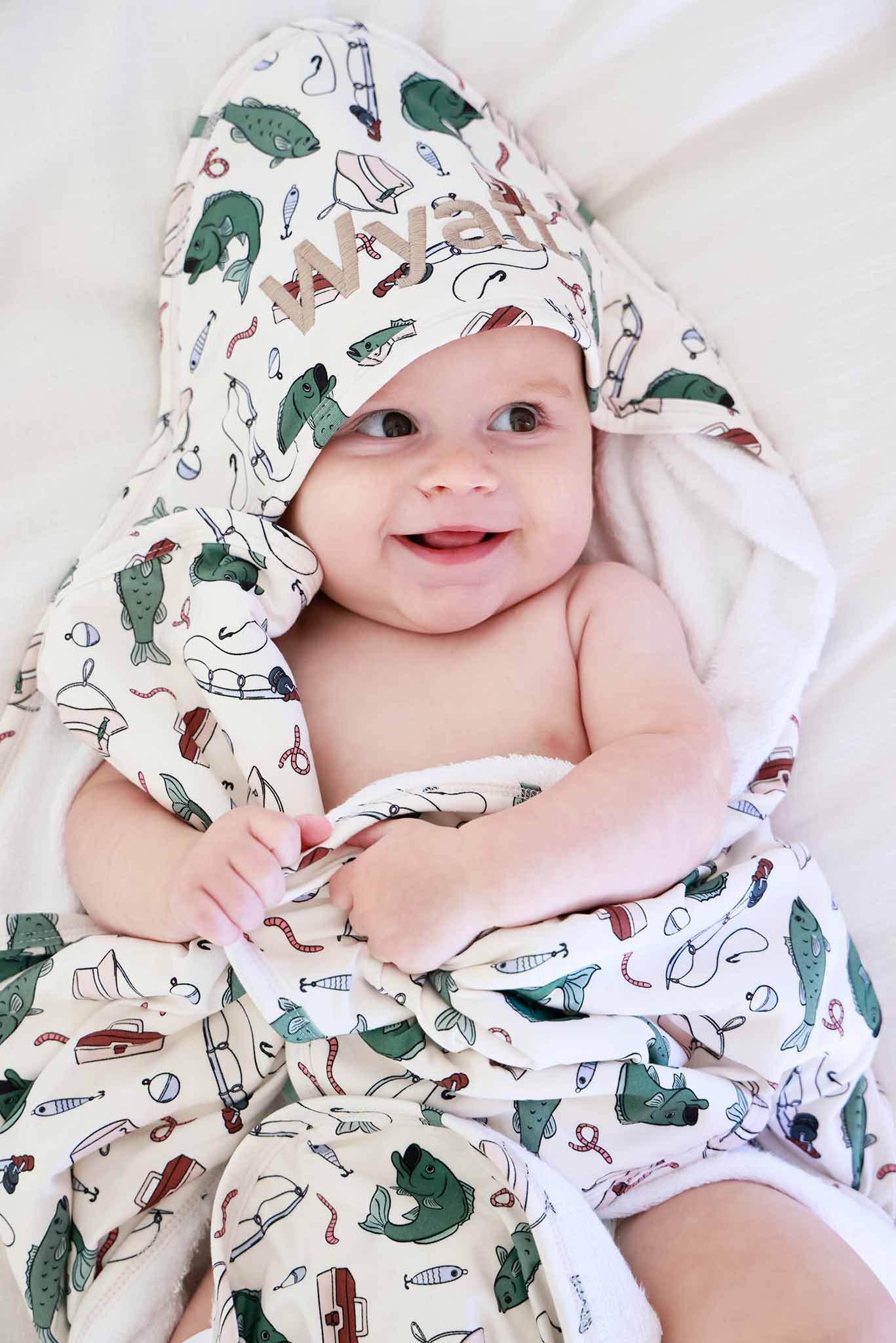 off the hook embroidered towel