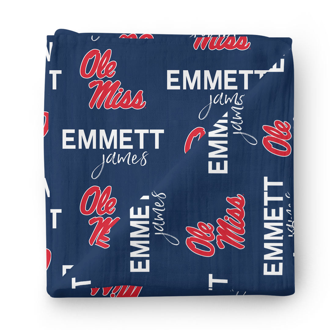 ole miss personalized swaddle blanket 