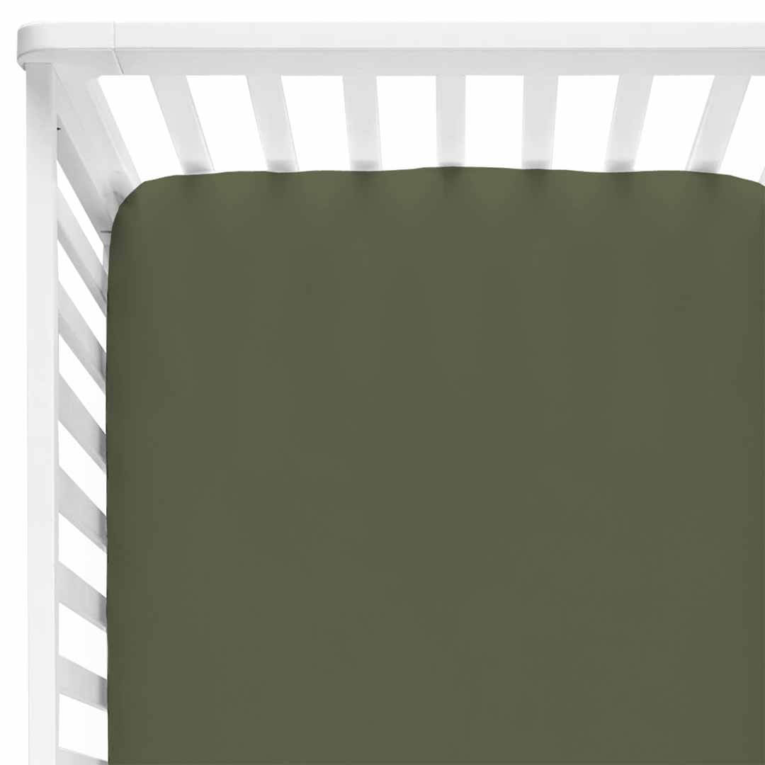 solid olive crib sheet 