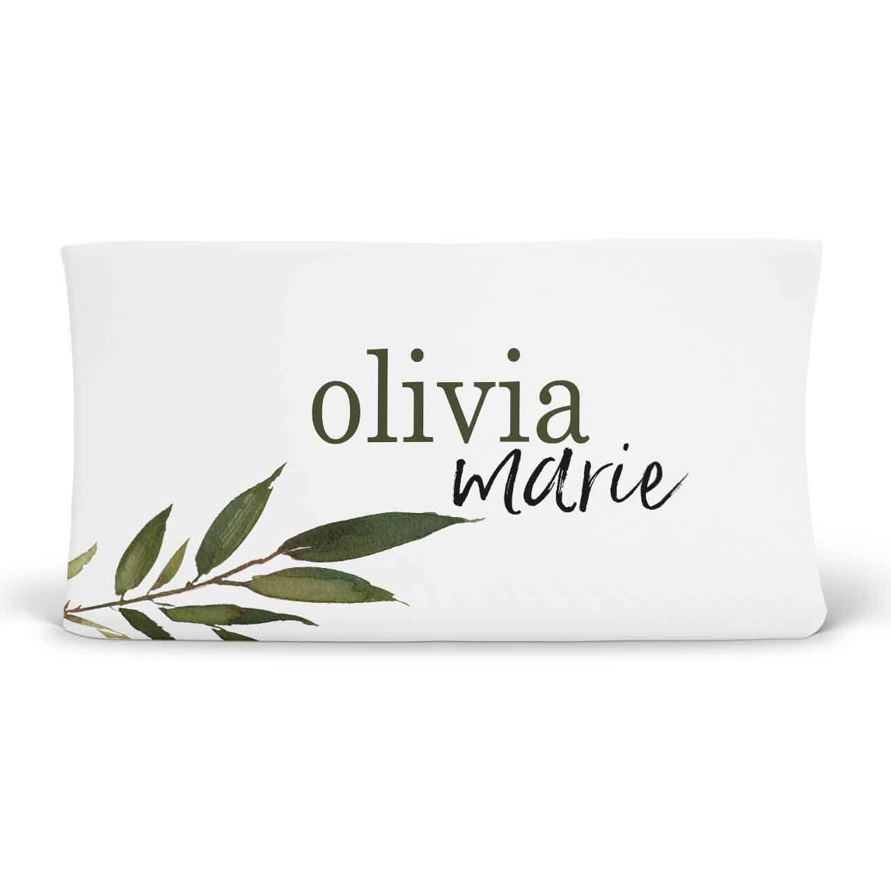 olive leaf personalized changing pad cover 