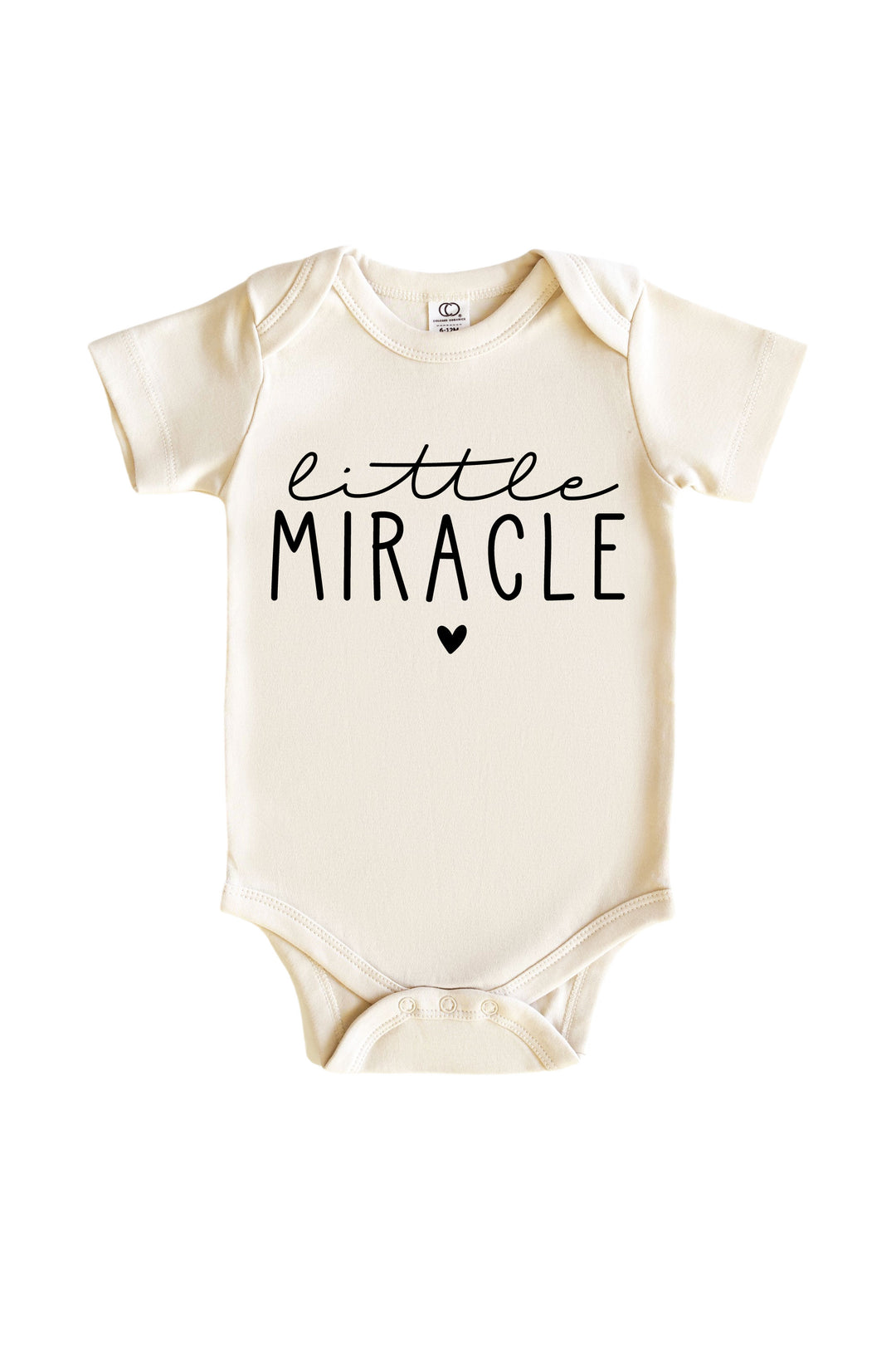 little miracle graphic infant bodysuit in natural cotton, part of the conceive fertility foundation collection