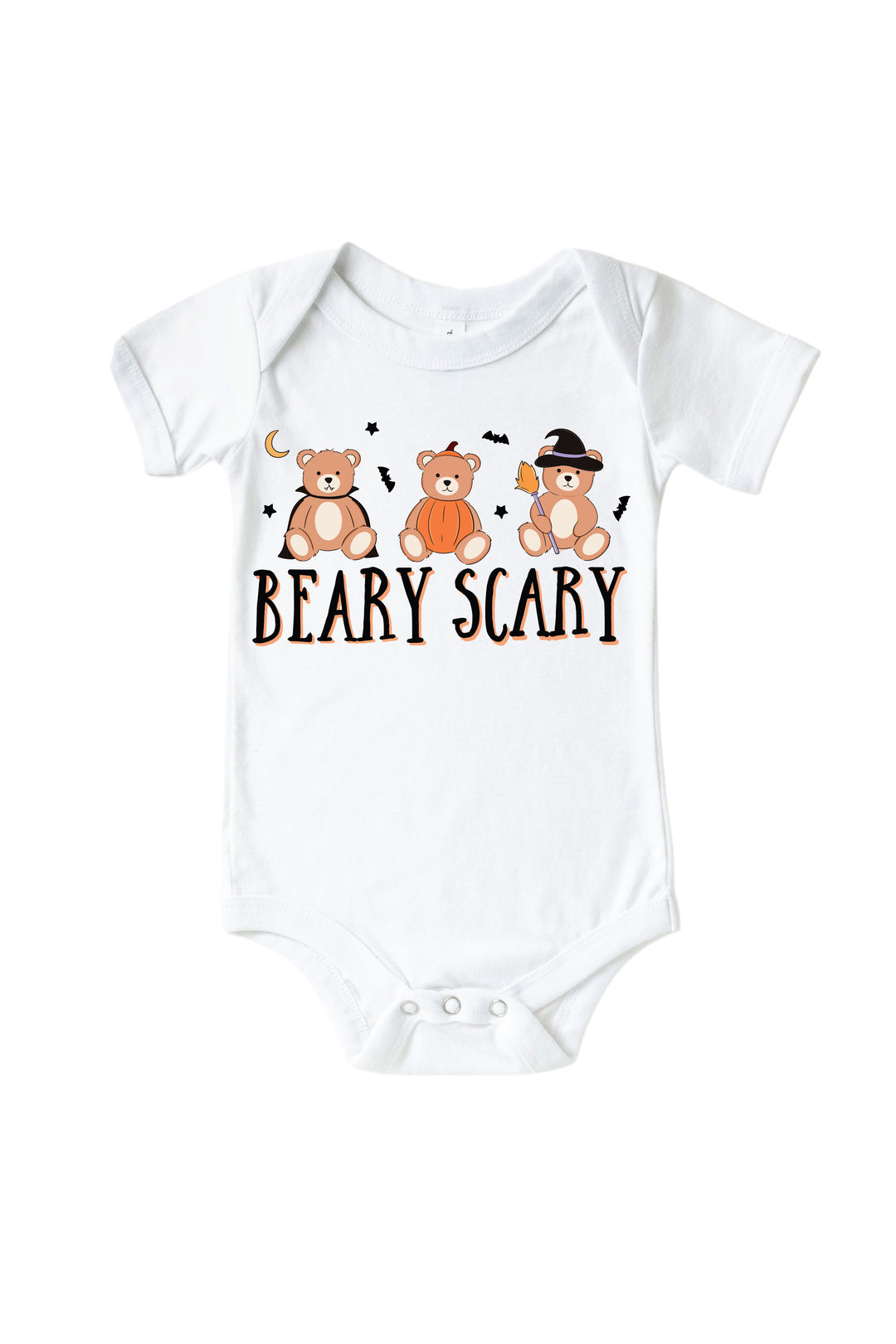 Beary Scary Graphic Bodysuit & Kids Tee | White