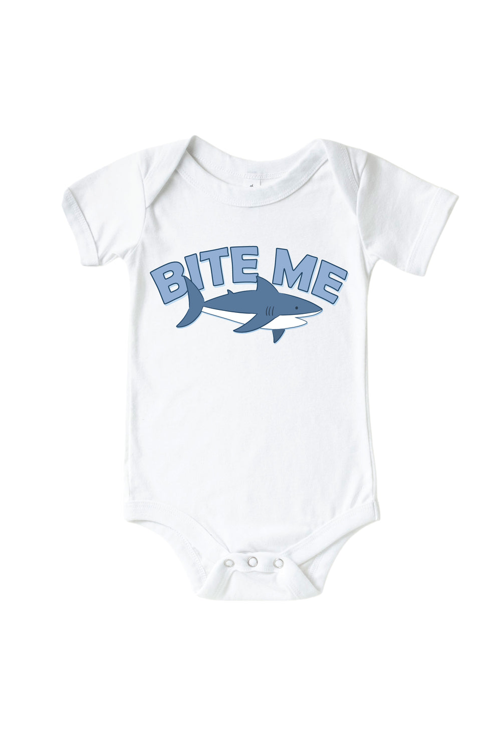 bite me shark graphic tee for toddlers in white