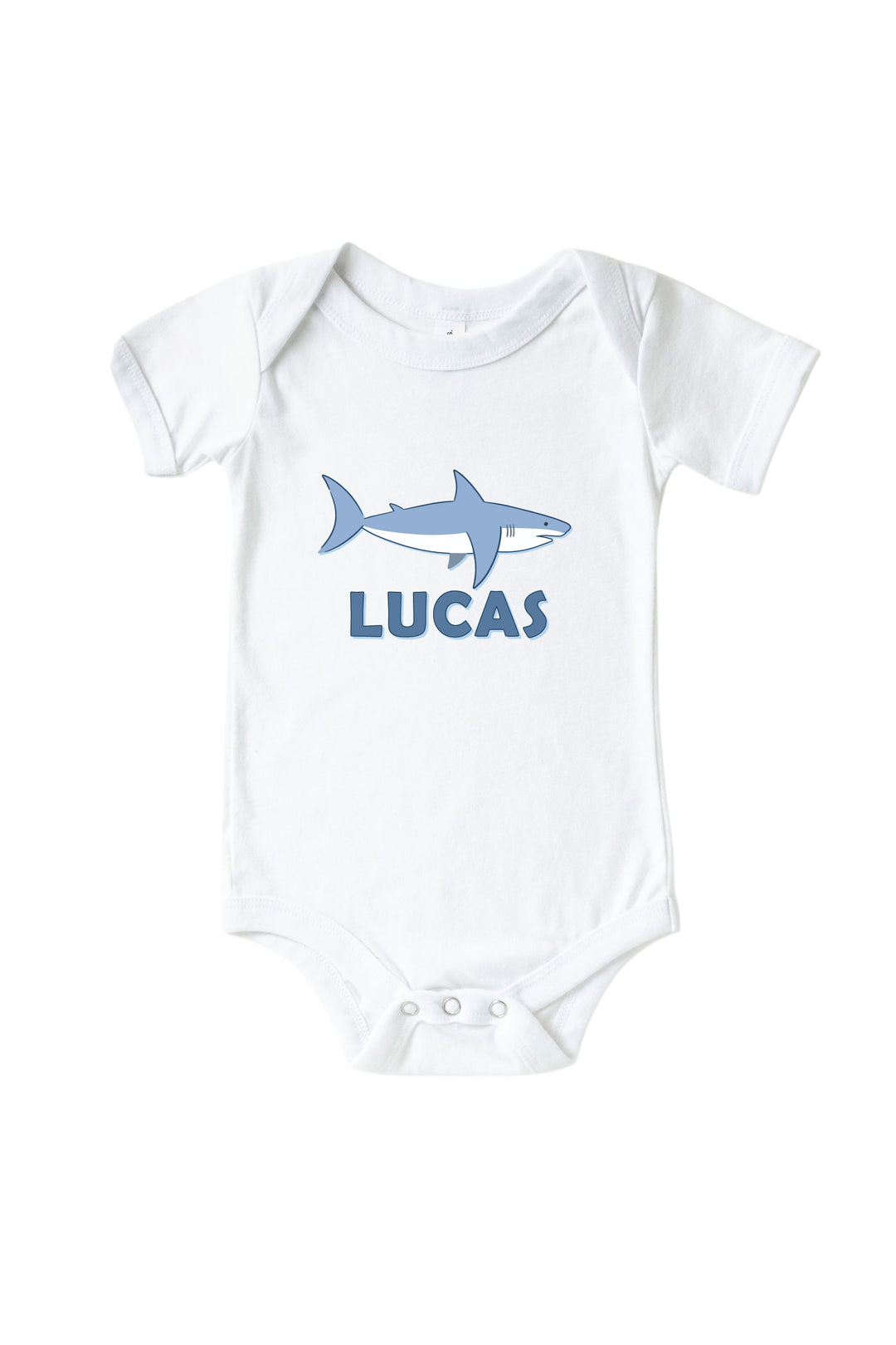 personalized shark graphic tee for toddlers in white