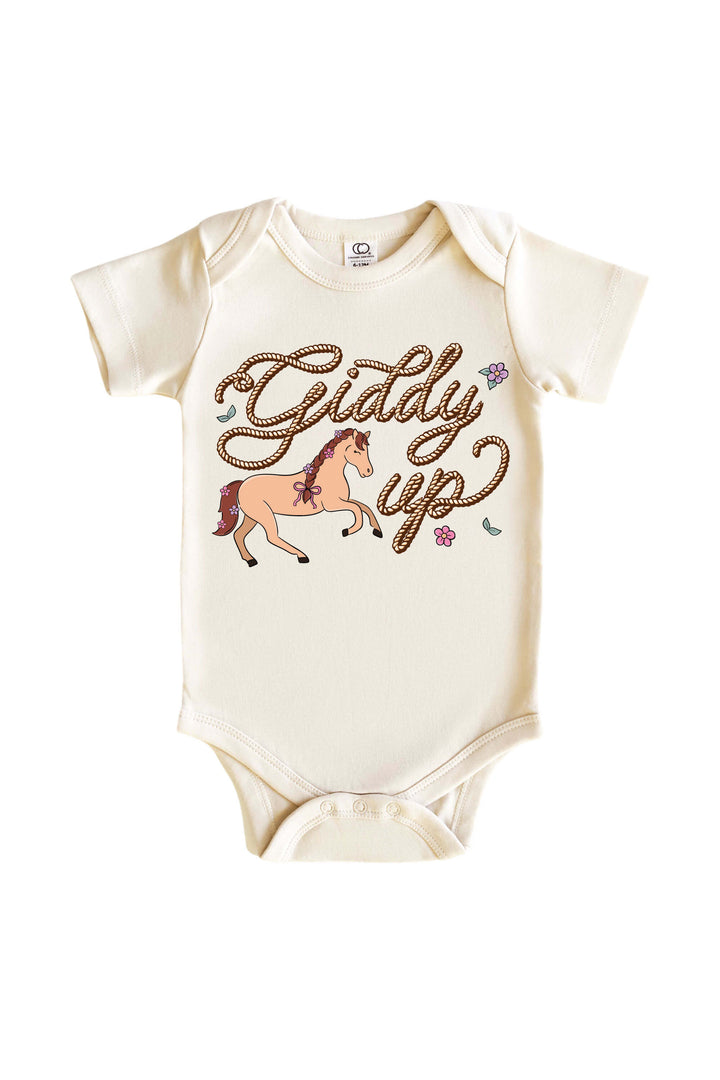 giddy up pink graphic bodysuit for girls 