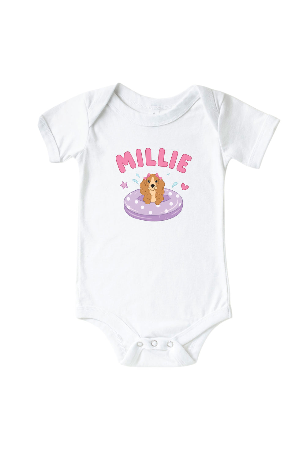 personalized dog print graphic bodysuit and tee set for babies