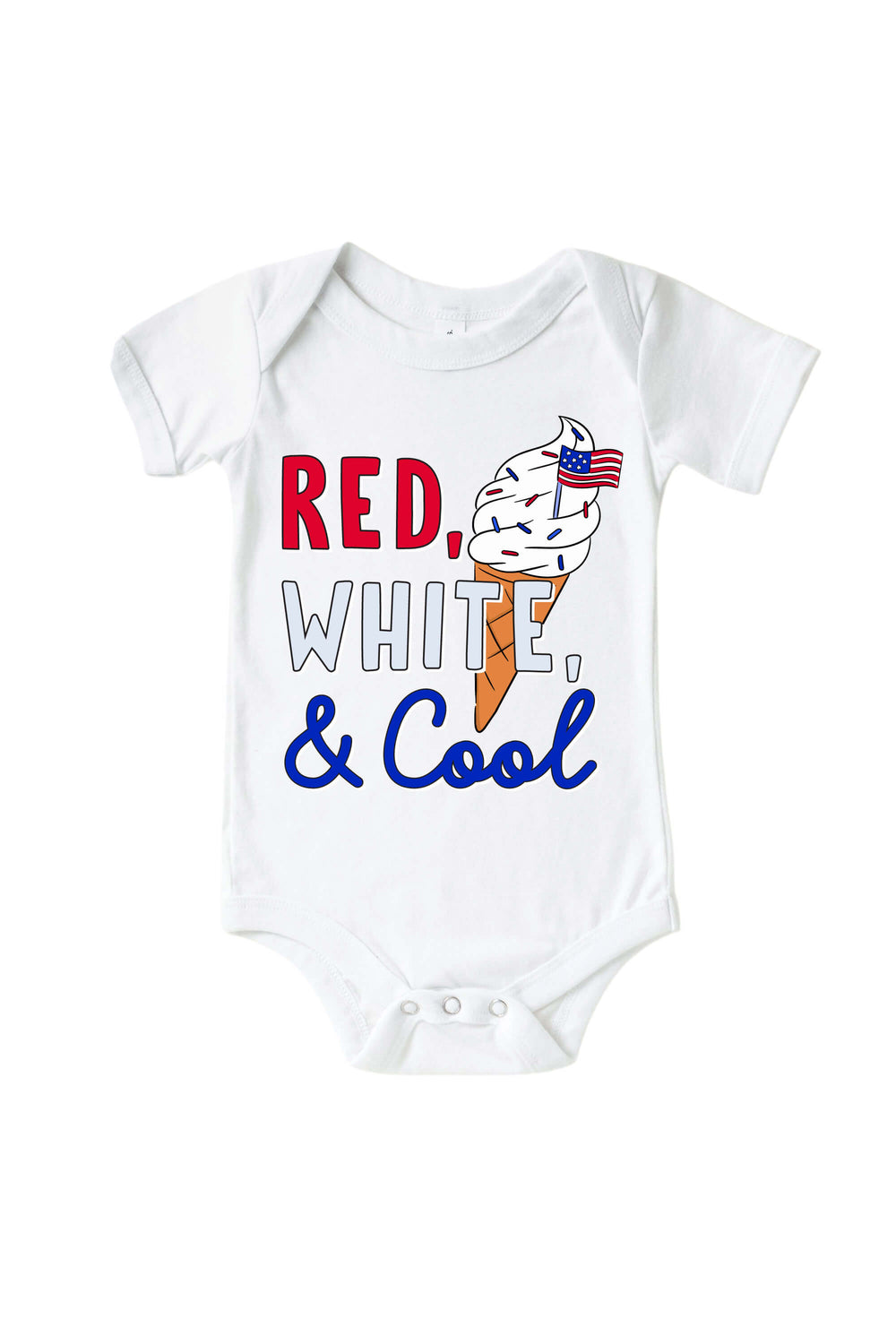 caden lane red white and cool baby bodysuit and kids tee in white - 4th of july patriotic graphic