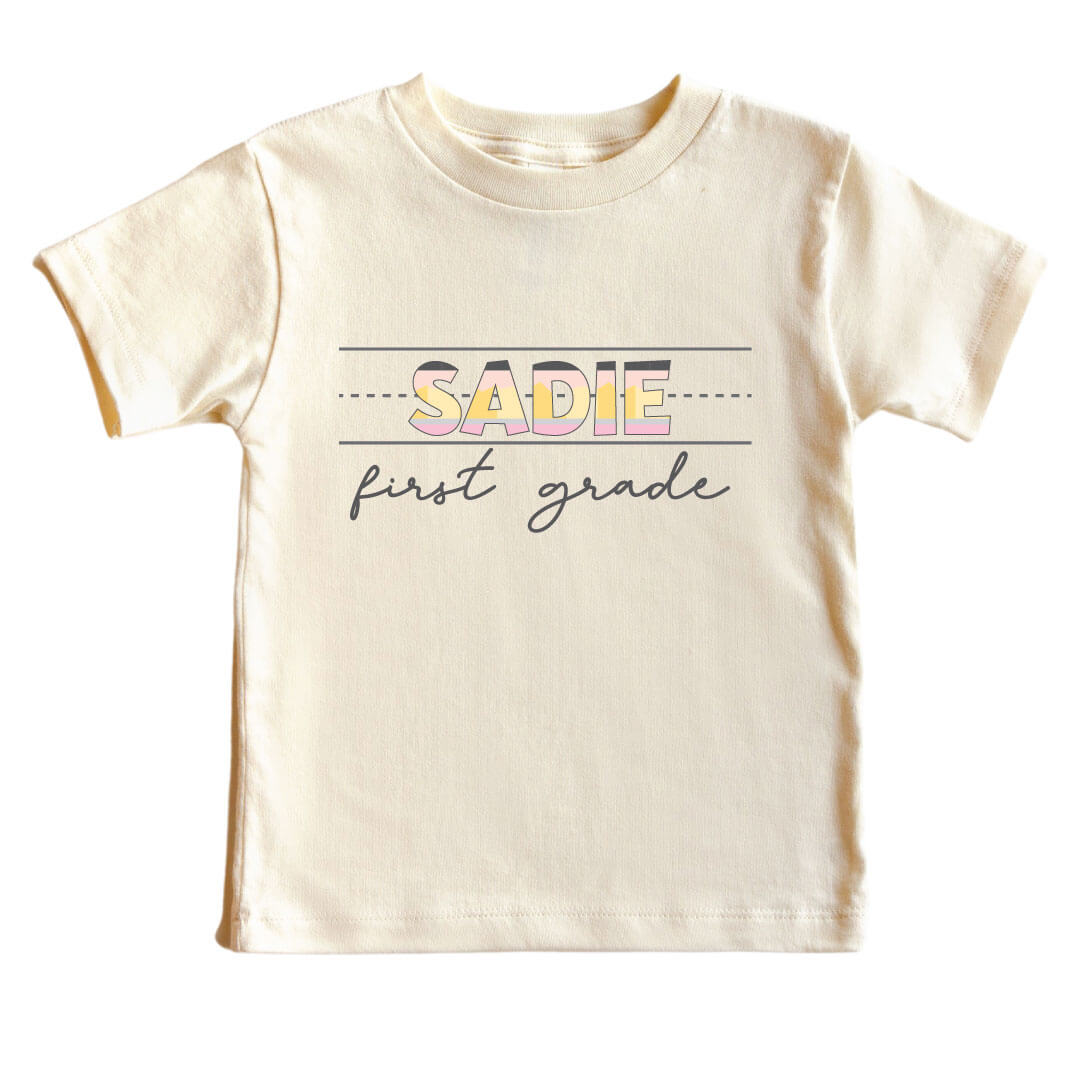personalized first grade graphic tee for kids 