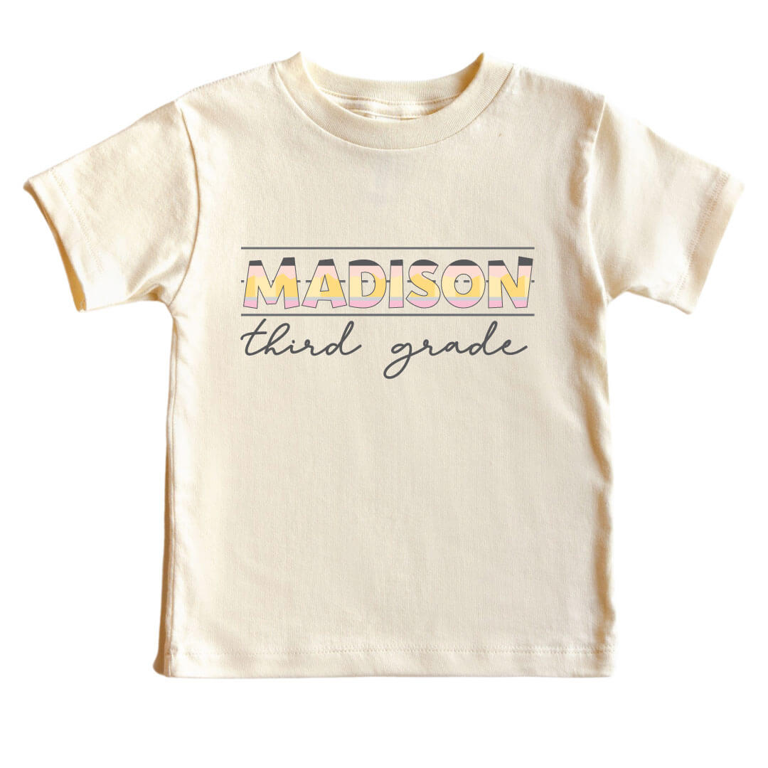 personalized third grade graphic tee for kids 