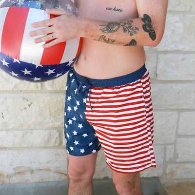 flag swim trunks for men patriotic summer 