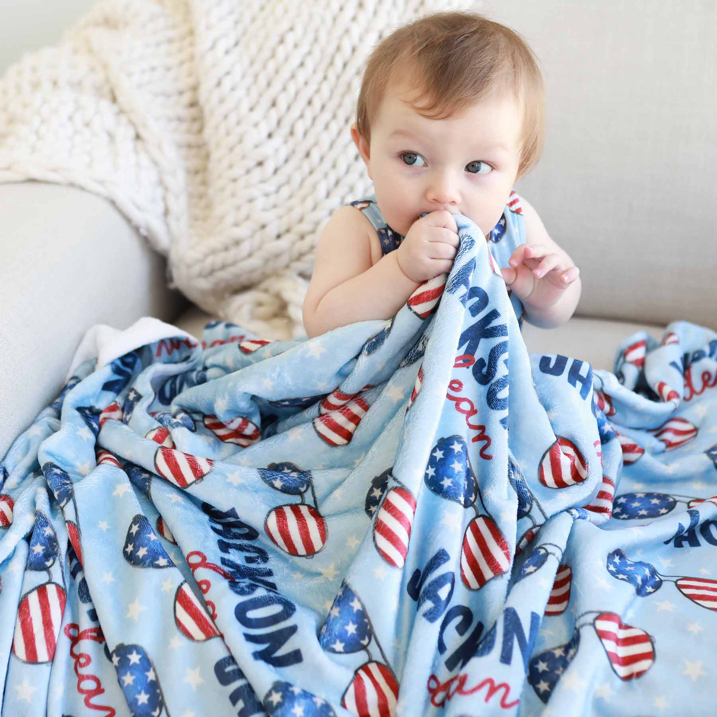 patriotic summer personalized kids blanket