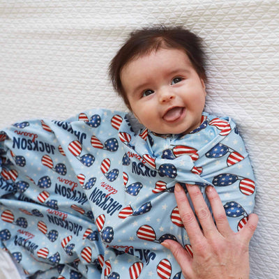 personalized swaddle blanket patriotic summer 