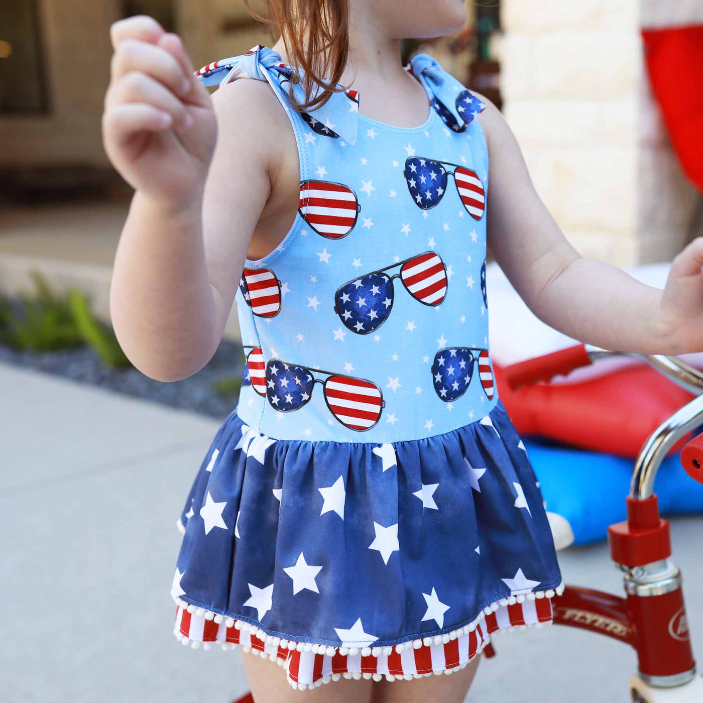 fourth of july tiered skirt swimsuit for girls 
