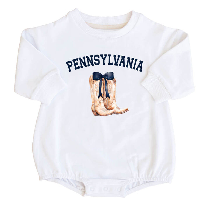 The Pennsylvania State University | Footballs & Bows Graphic Sweatshirt Bubble Romper