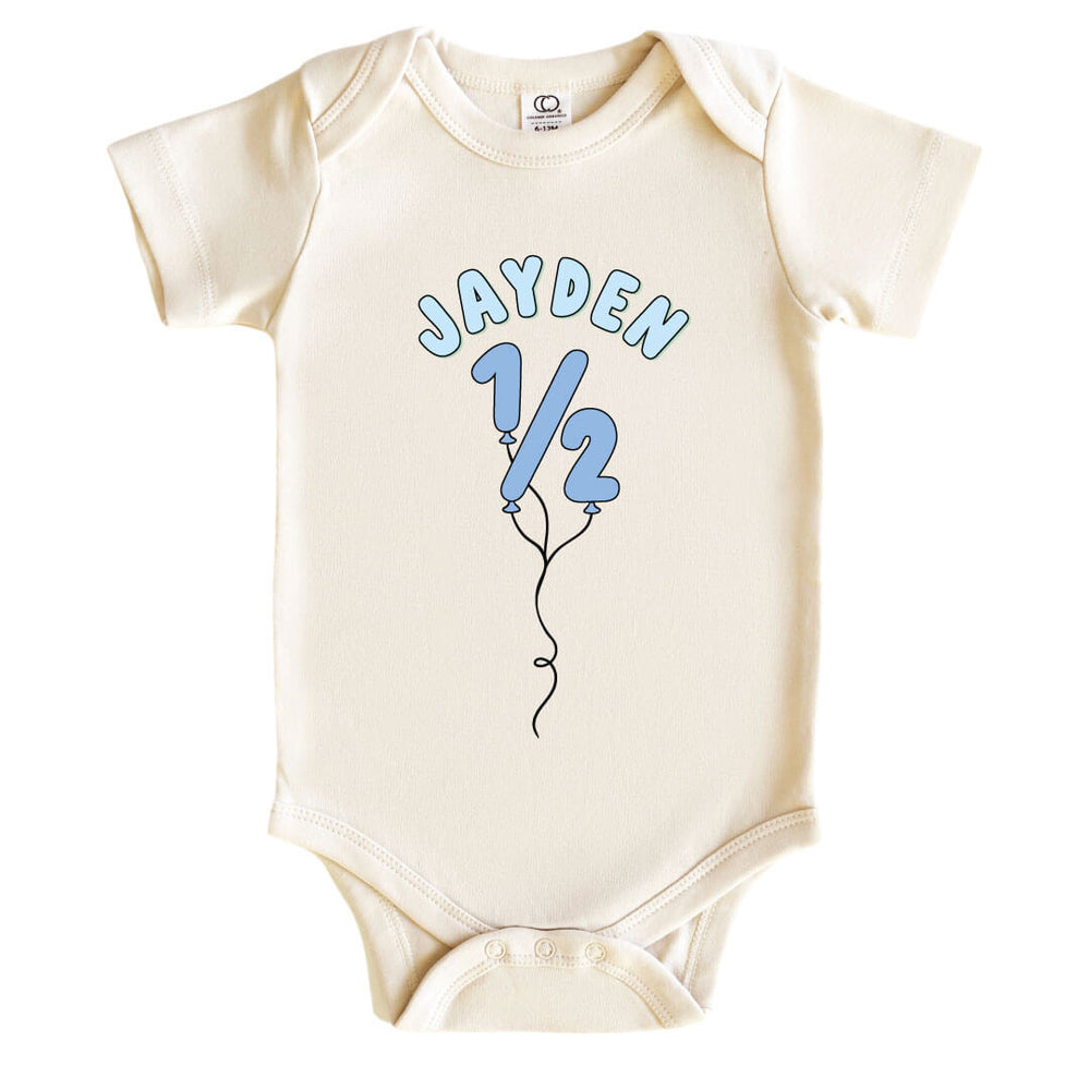 party time personalized 1/2 birthday baby bodysuit 