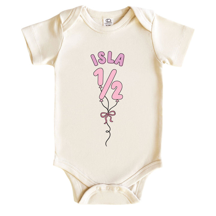 1/2 birthday personalized graphic bodysuit for girls 