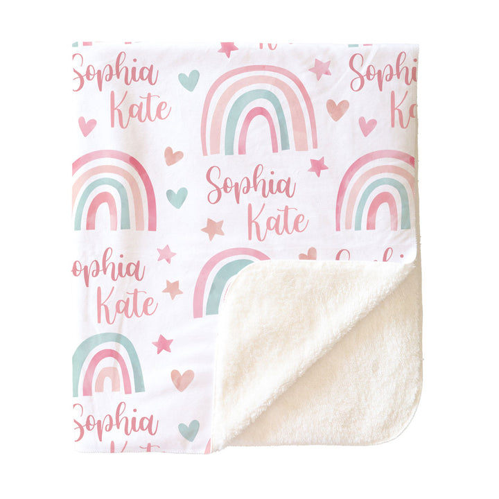 Pastel Rainbow Personalized Kids Blanket