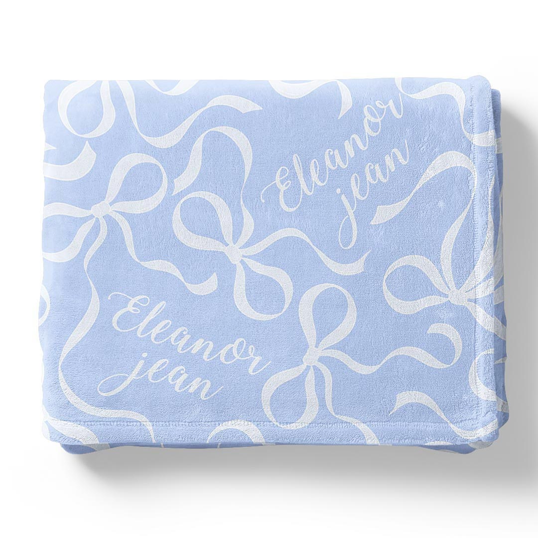 Blue-tiful Bows Personalized Kids Blanket