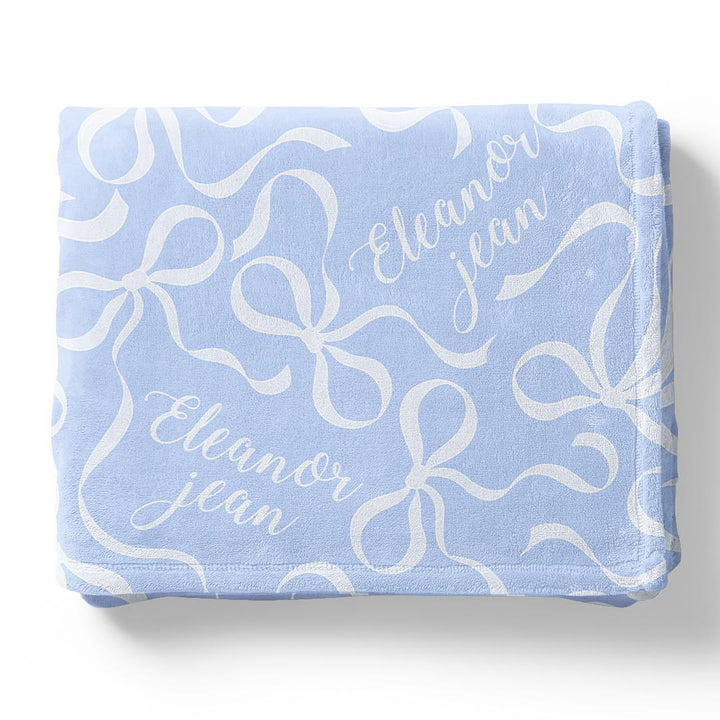 personalized kids blanket blue-tiful bows 