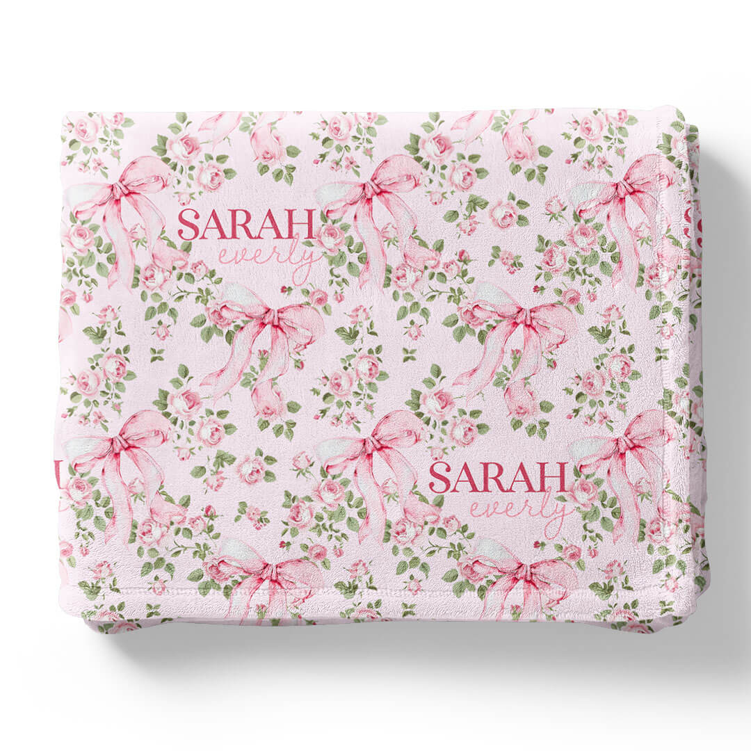 Bows in Bloom Personalized Kids Blanket